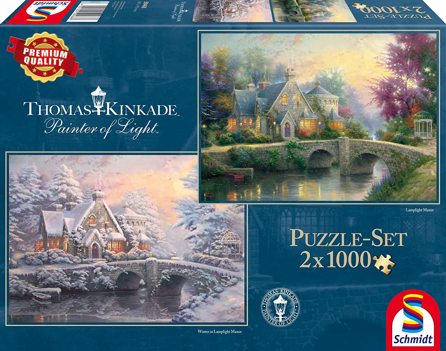 Puslespil - Thomas Kinkade: Tusmørke - Sommer Og Vinter, 2x1000 Brikke ...