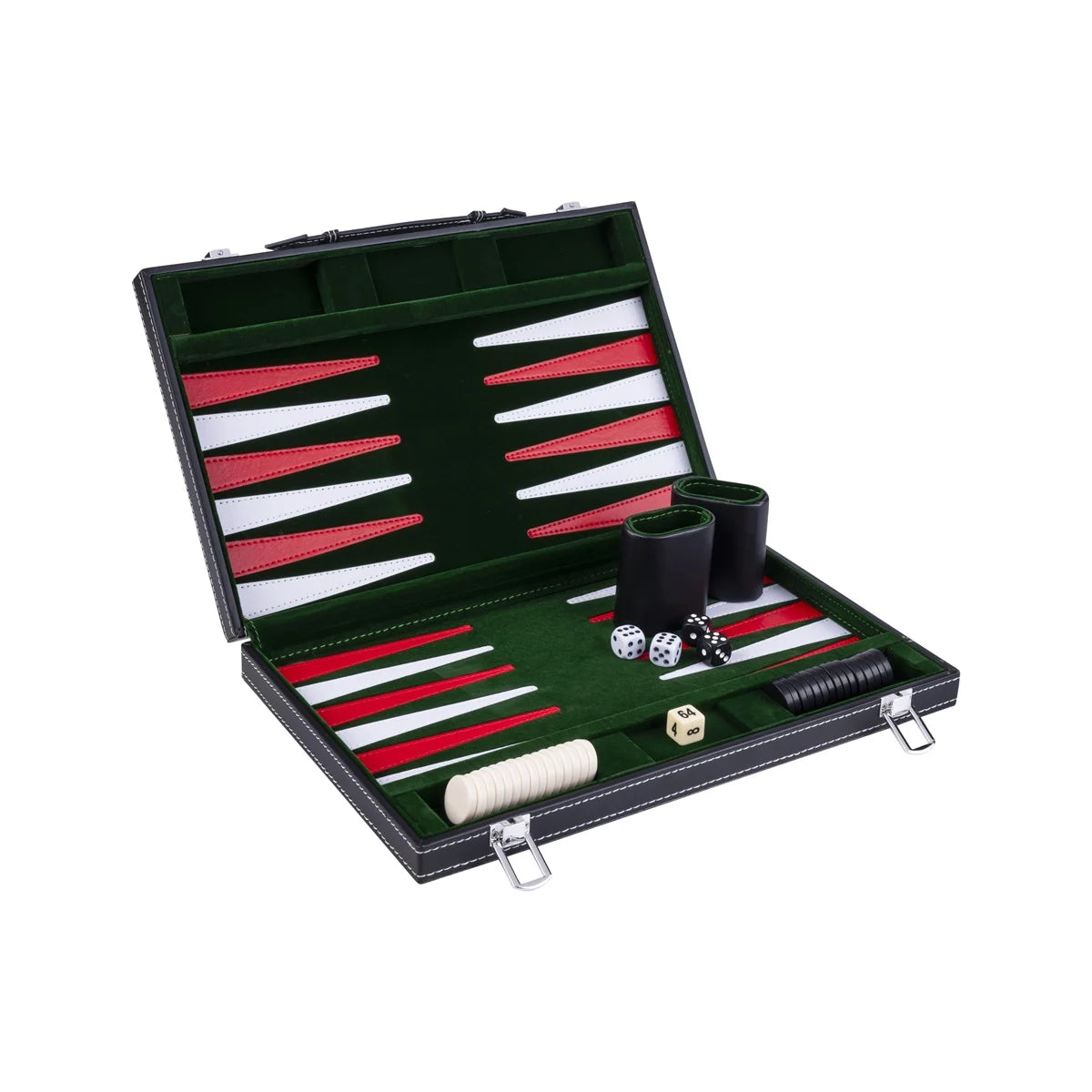 Backgammon Kuffert - Mørkegrøn, 38 cm