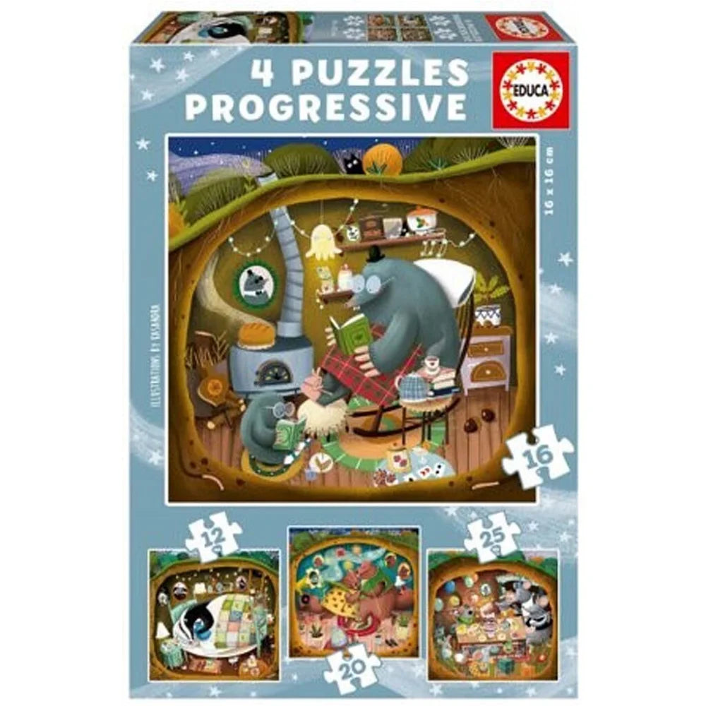 Puslespil -Educa Progressive Puzzle Forest Tales 12-16-20-25