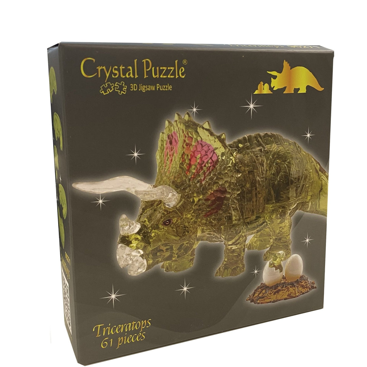 Puslespil - 3D Crystal Puzzle: Triceratops (Grøn), 61 brikker