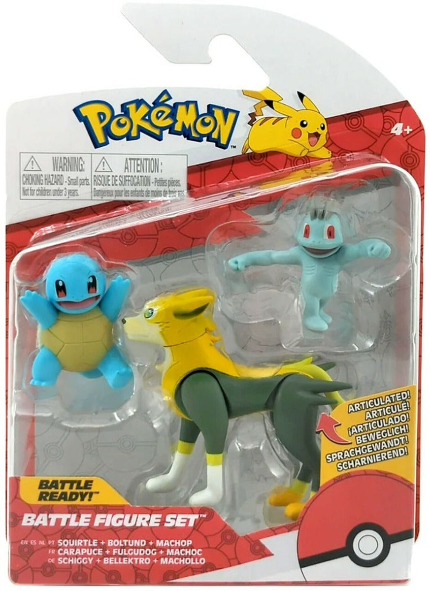 Pokémon - Battle Figure Set: Squirtle, Boltund & Machop