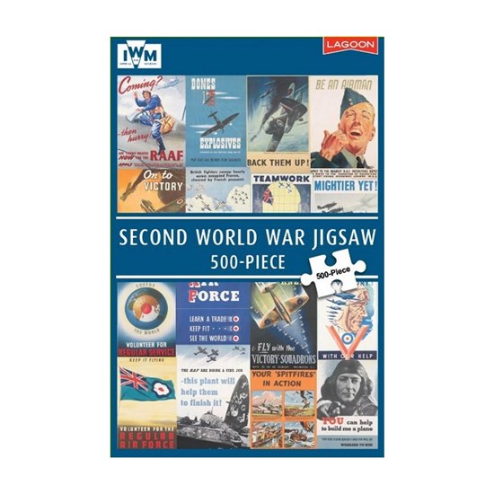 Puslespil - WWII plakater blå, 500 brikker