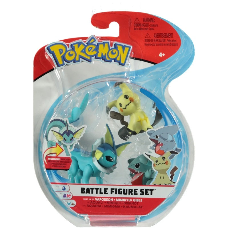 Pokémon - Battle Figure Set: Vaporeon, Mimikyu og Gible