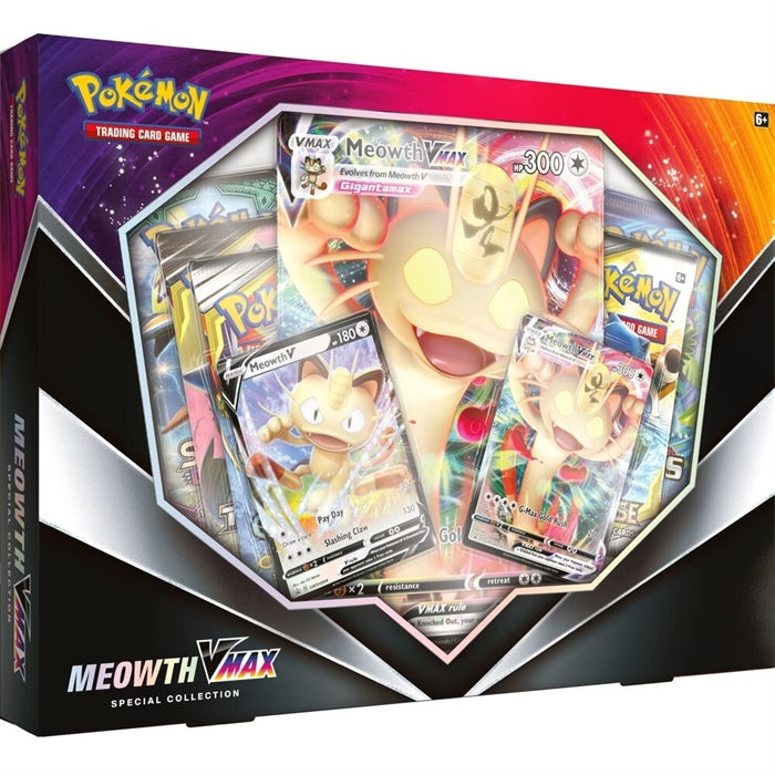Pokemon Meowth Vmax Special Collection, VMAX, V, Pokémon kort, samlekort, booster pakker, Meowth, kæmpekort