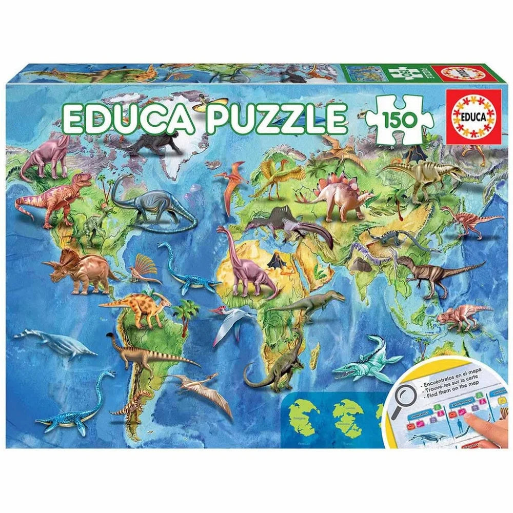 Puslespil -Educa 150 Dinosaurs World Map