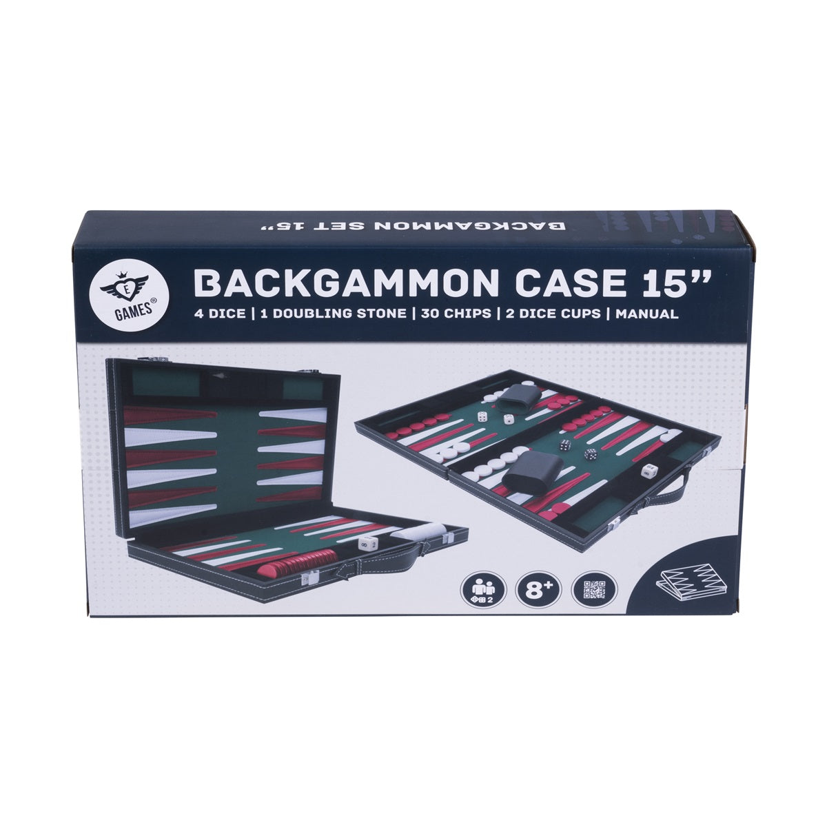 Backgammon Kuffert - Mørkegrøn, 38 cm