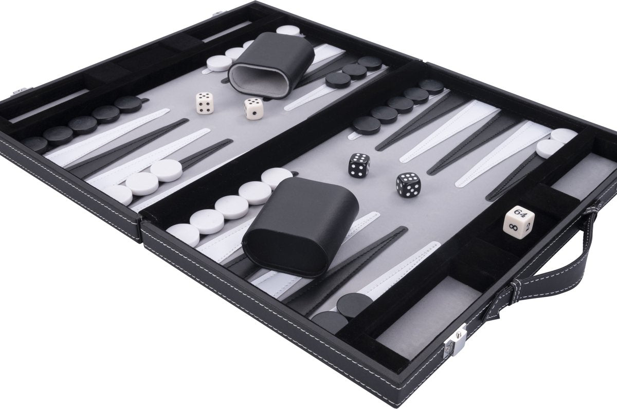 Backgammon Kuffert - Grå, 28 cm