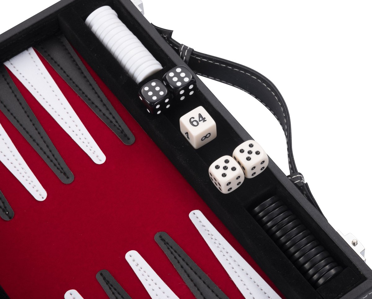 Backgammon Kuffert - Rød, 28 cm