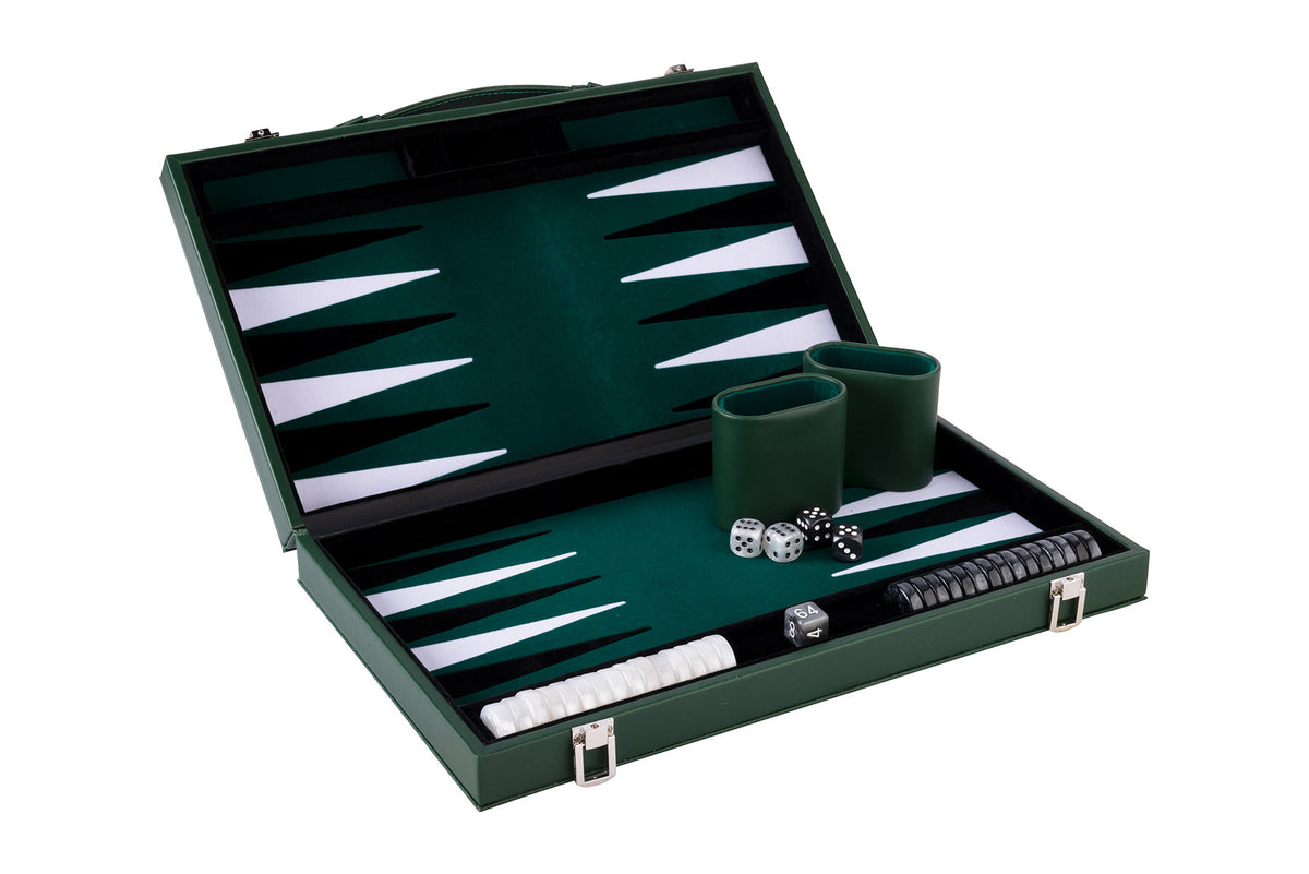 Backgammon Kuffert - Grøn, 38 cm