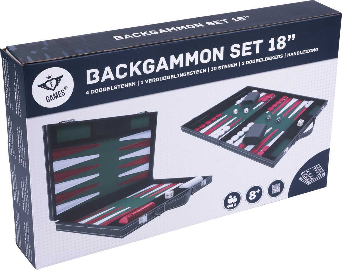 Backgammon Kuffert - Grøn, 45 cm