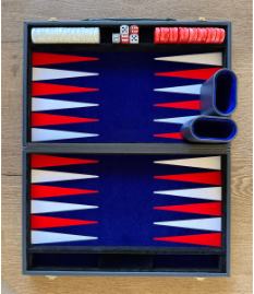  Backgammon Kuffert Mørkeblå/Rød/Hvid, 38 cm