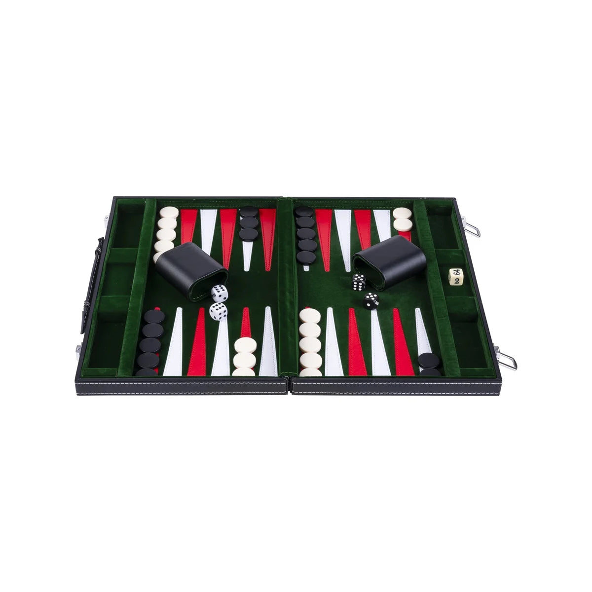 Backgammon Kuffert - Mørkegrøn, 38 cm