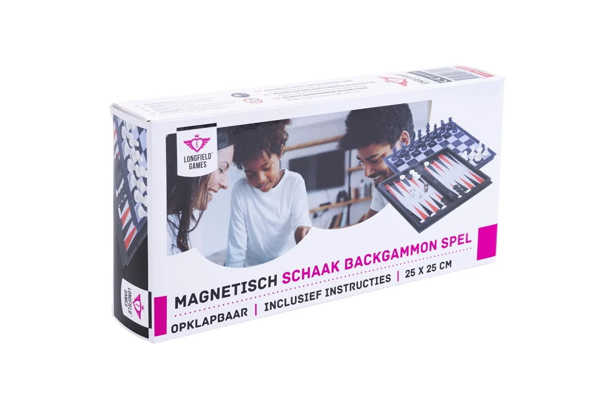 Skak og Backgammon - Magnetisk 25 x 25 cm i Plast