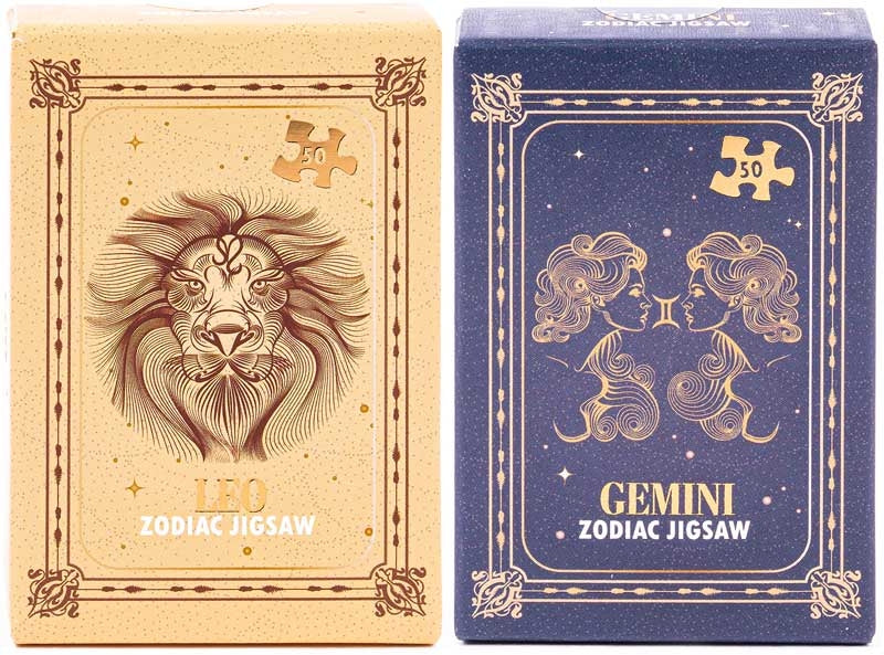 Puslespil - Mini Zodiac Signs, 50 brikker - Løven, Tvillingen
