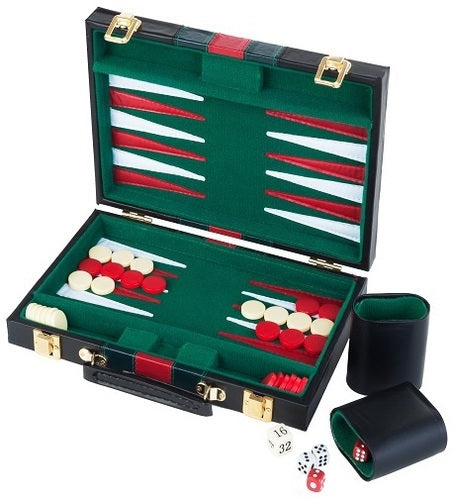 Backgammon, klassiker, kuffert, sort, vinyl, forret, klassisk spil, spil for 2, terninger