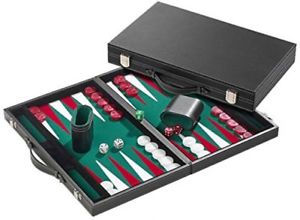 Backgammon: 46 cm med grøn filt.