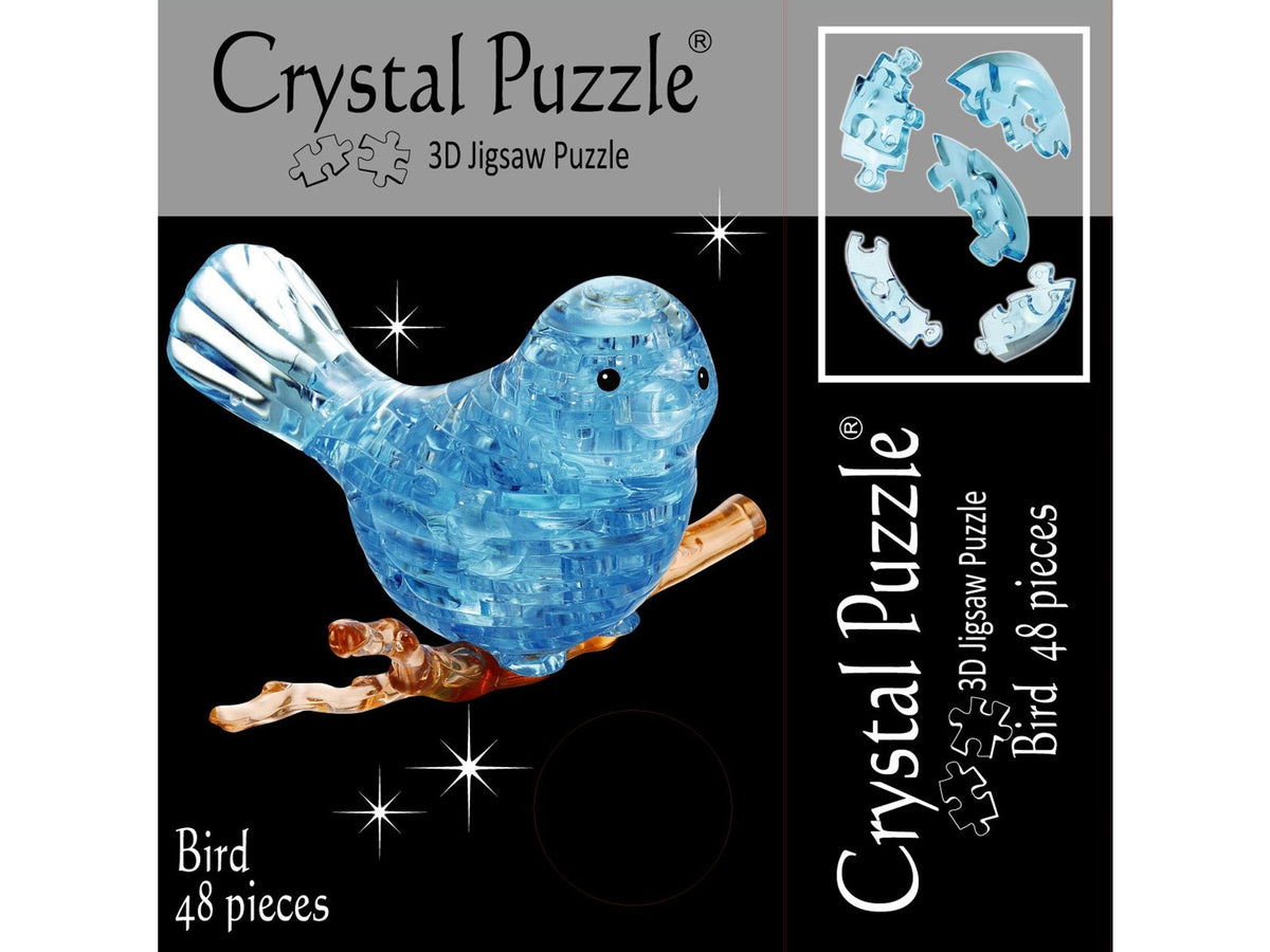 Puslespil - 3D Crystal Puzzle: Blå fugl, 48 brikker