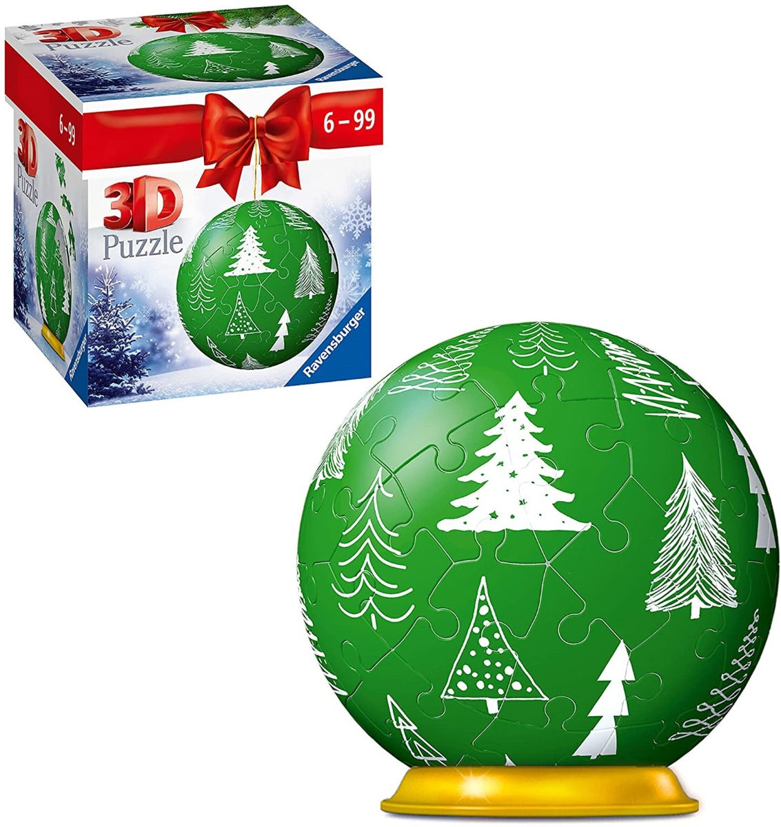 Puslespil - 3D Julekugle: Grøn, 56 brikker