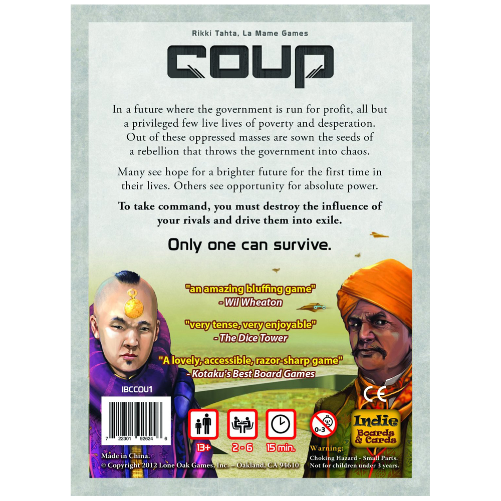Coup - På Engelsk; Selskabsspil; Social Deduction; 