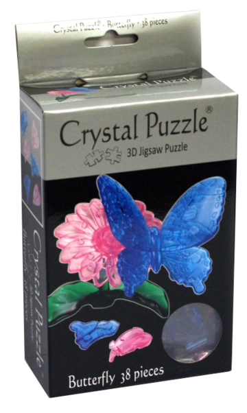 Puslespil - 3D Crystal Puzzle: Butterfly, 38 brikker