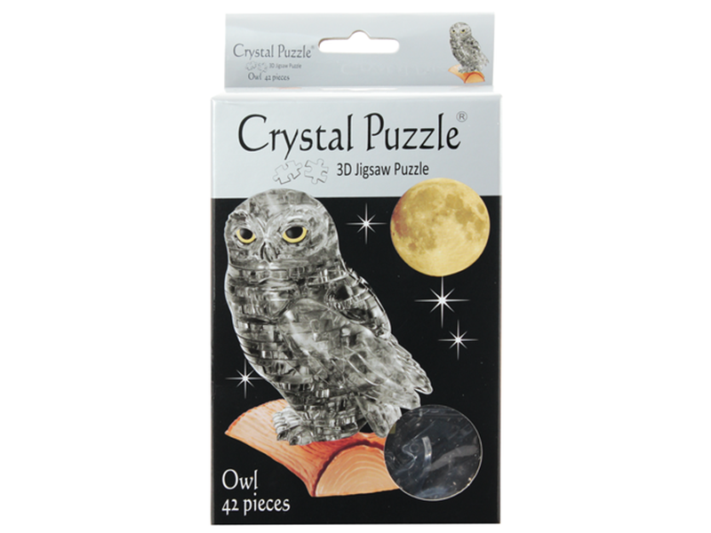 Puslespil - 3D Crystal Puzzle: Owl (grå), 42 brikker