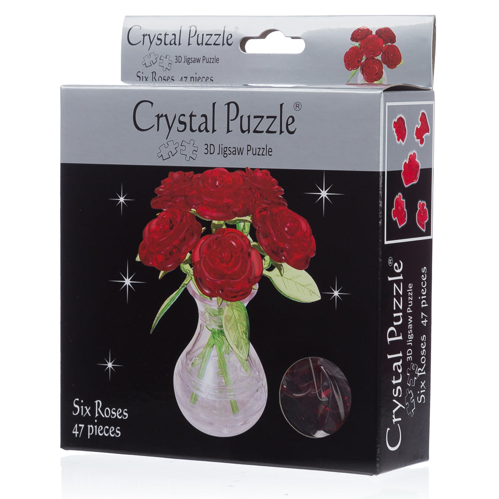 Puslespil - 3D Crystal Puzzle: Six Roses, 47 brikker