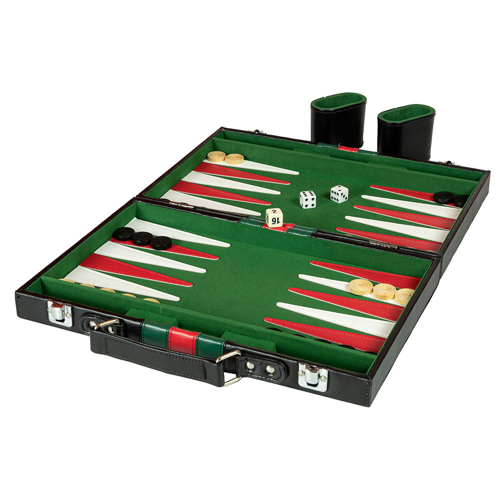 Backgammon - Sort med hvid og rød, 48 x 40 cm