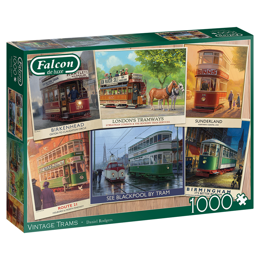 Puslespil: Vintage Trams, 1000 brikker