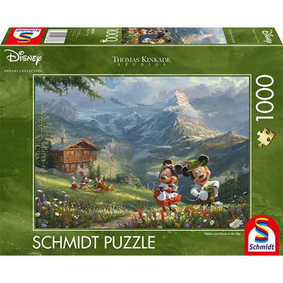 Puslespil - Thomas Kinkade: Minnie & Mickey i Alperne, 1000 brikker