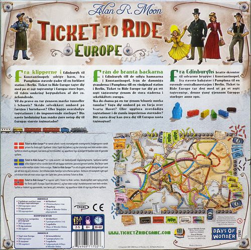 Ticket to Ride Europe - På Dansk; Familiespil; Brætspil