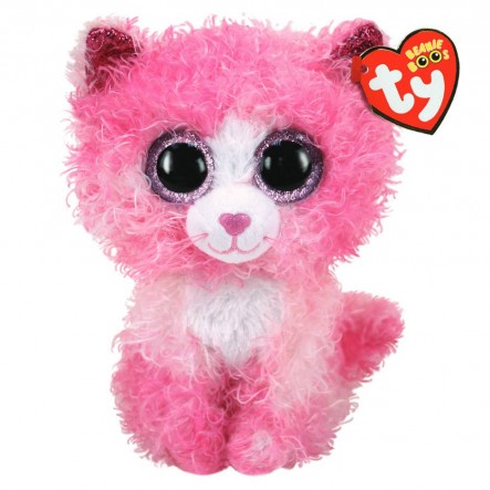 TY Beanie Boos REAGAN - cat with pink curly hair reg