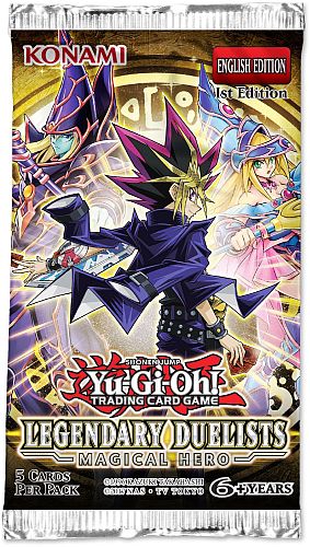 Yu-Gi-Oh!, Legendary Duelists, Magical Hero, Yugi, Dark Magician, Dark Magician Girl, booster pakke, byttekort, TCG